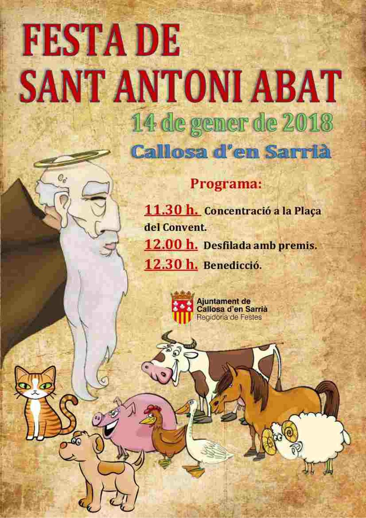 Callosa d’en Sarrià celebra Sant Antoni Abat este domingo con la tradicional bendición de animales