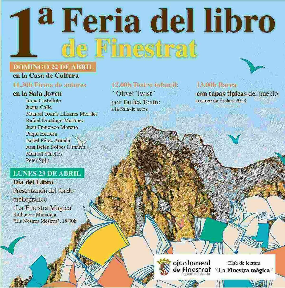 Este domingo 22 de abril se celebra la “I Feria del Libro de Finestrat”