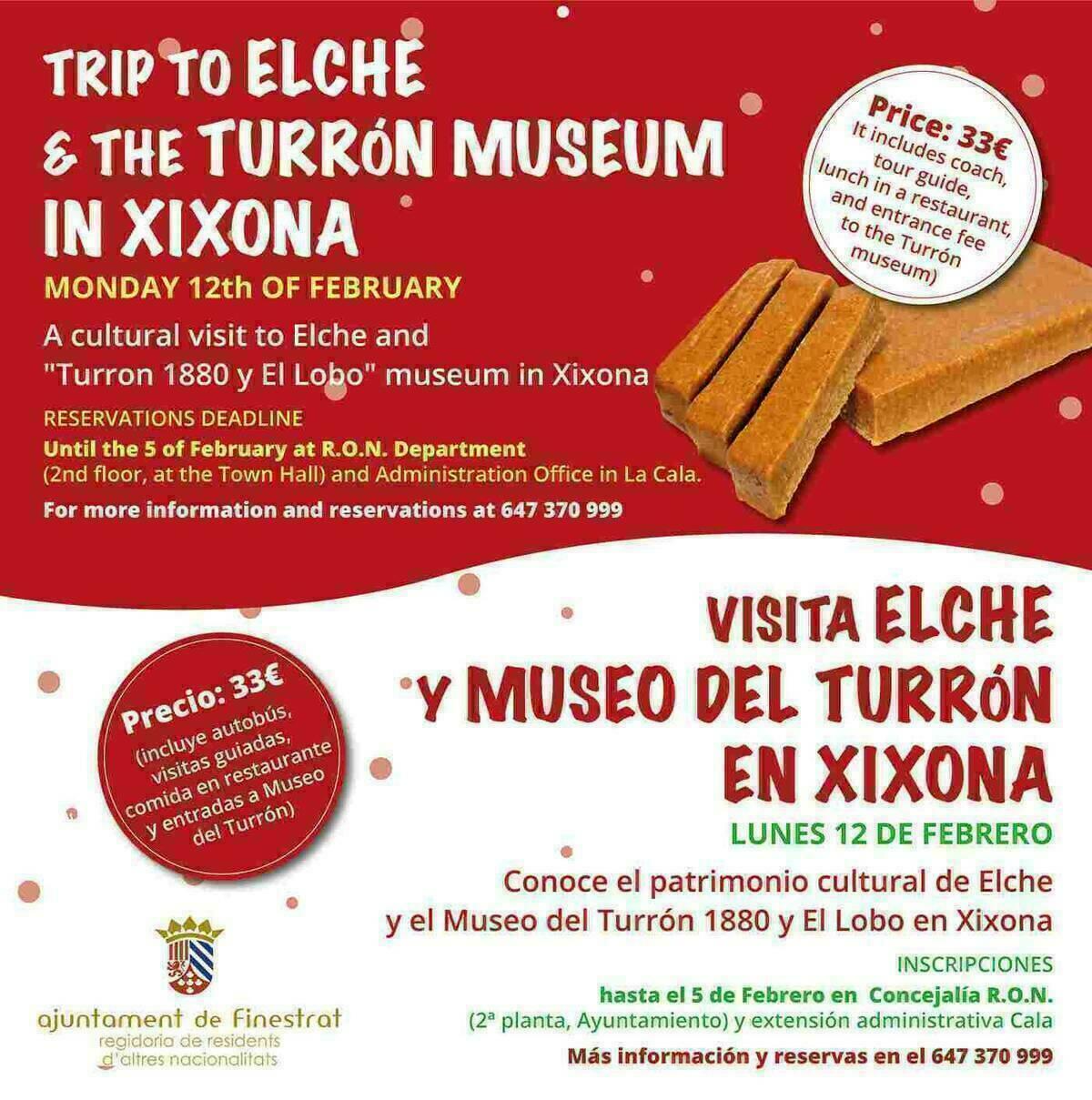 Finestrat • Hasta el 5 de febrero está abierto el plazo para participar en la visita a Elche y Xixona
