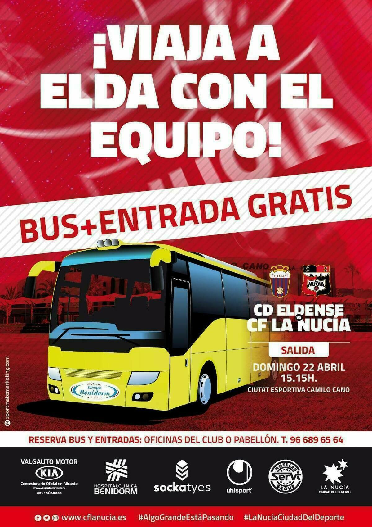 El C.F. La Nucía fleta autobús gratuito  para “el partido del año” en Elda