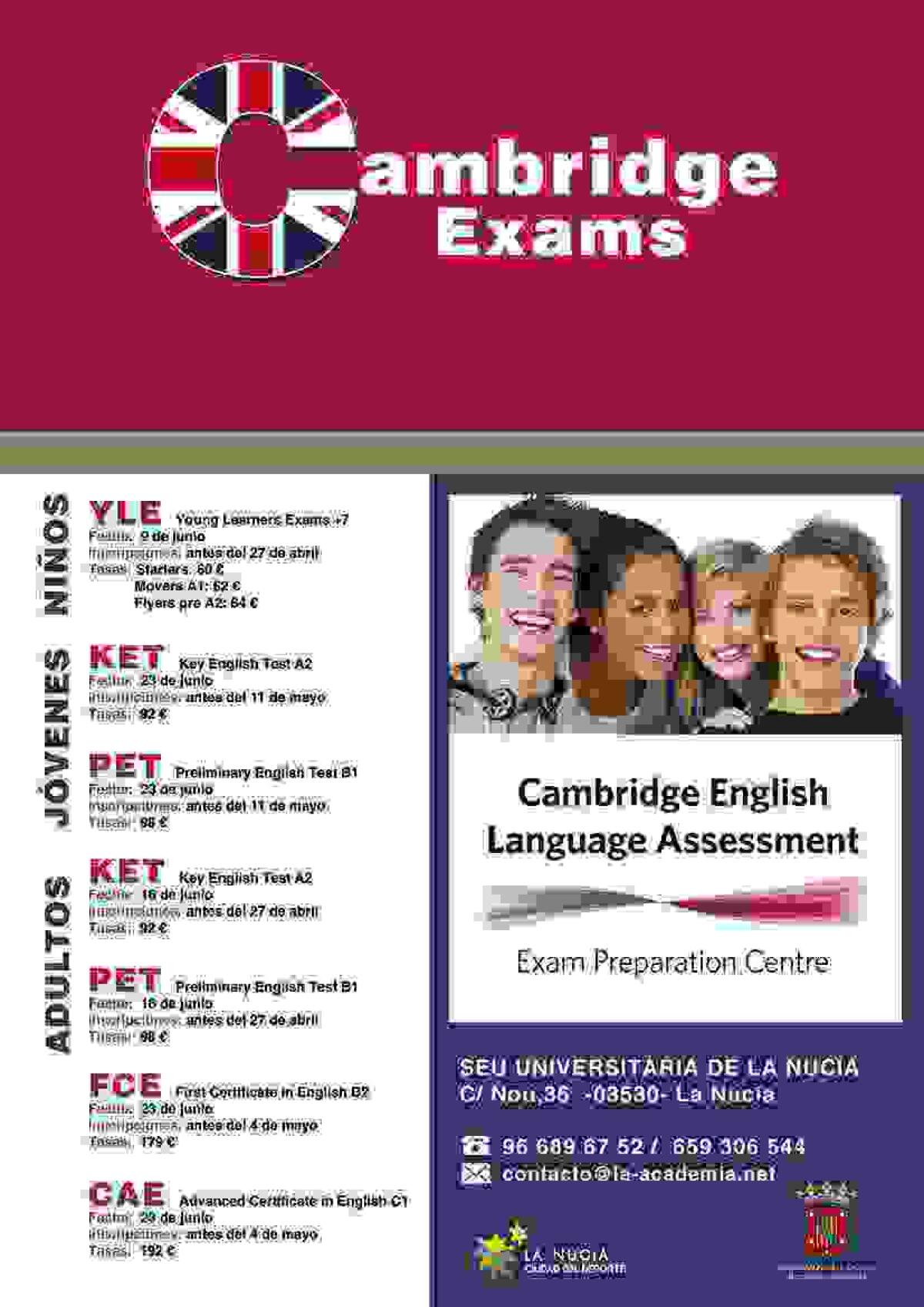 La Nucía · Últimos días para inscribirse a los Exámenes de inglés de Cambridge
