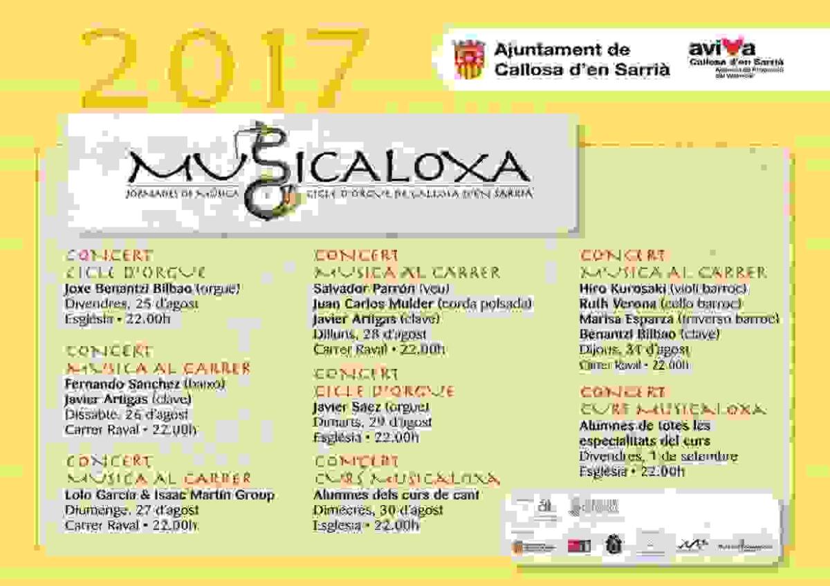 La música antigua volverá a sonar en Callosa d’en Sarrià del 25 de agosto al 2 de septiembre con ‘Musicaloxa’ 