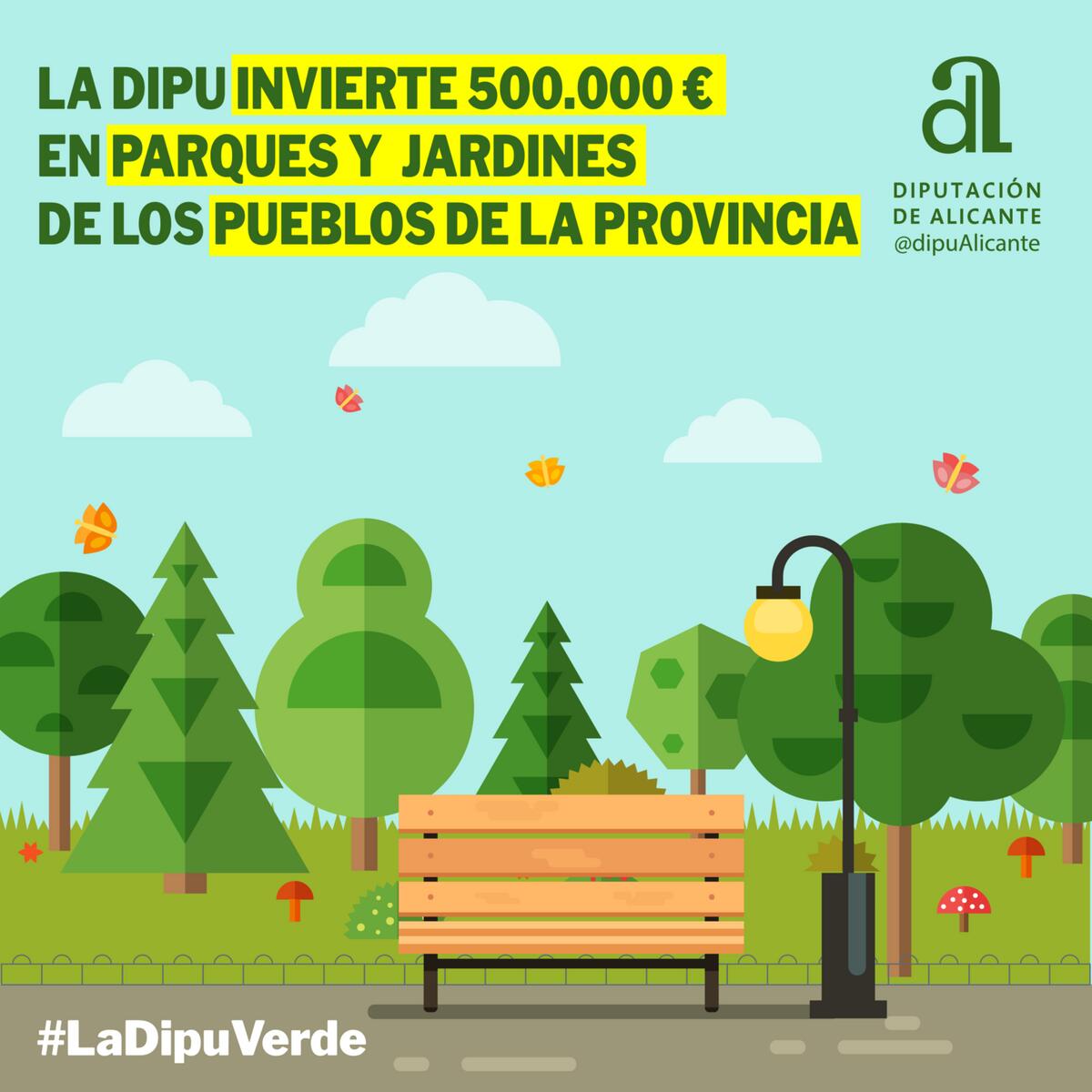 La Diputación de Alicante invertirá 500.000 euros en la adecuación y mejora de zonas verdes de 16 municipios de la provincia
