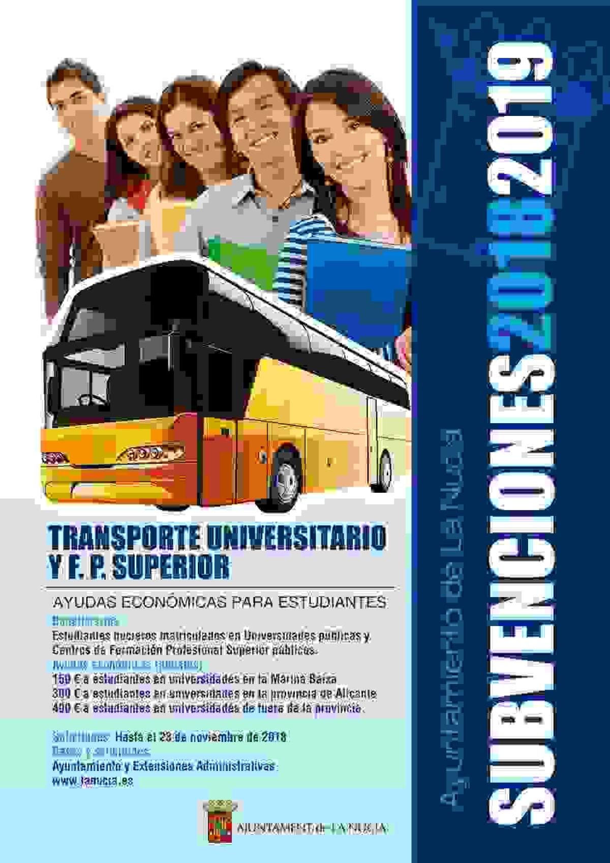 Últimos días para solicitar la subvención de Transporte Universitario y FP Superior en La Nucía