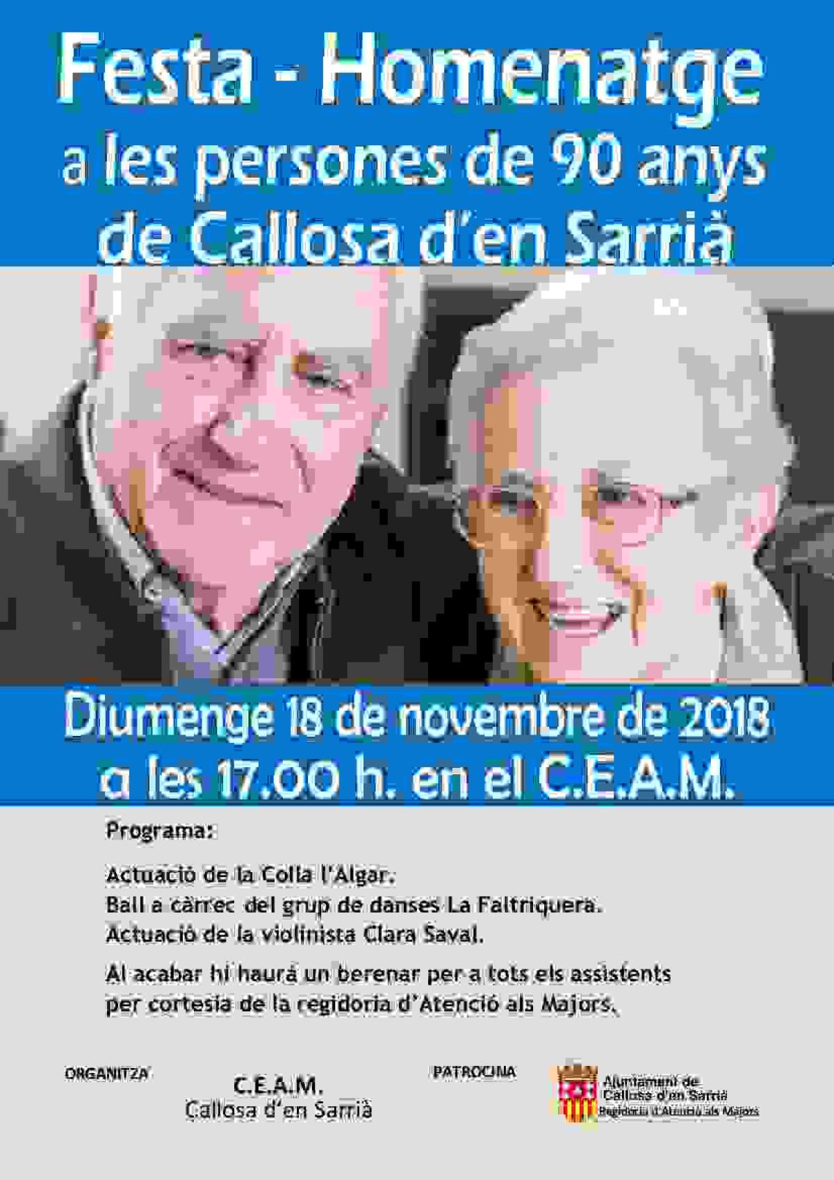 Callosa · Ayuntamiento y CEAM celebran el domingo una fiesta homenaje a las personas de 90 años