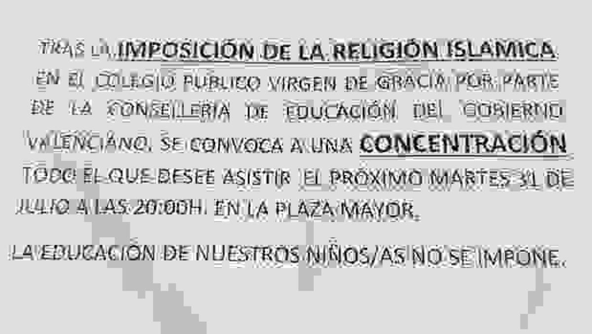 Convocan una protesta contra la «imposición» de la religión islámica en un colegio de Castellón