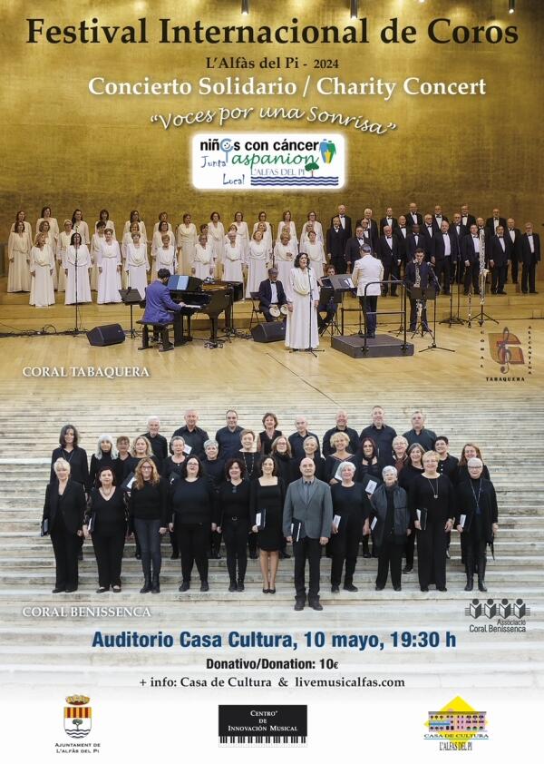El décimo tercer Festival Internacional de Coros de l’Alfàs se celebrará los días 10 y 11 de mayo