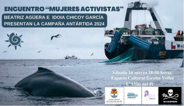 Las activistas de Sea Shepherd Idoia Chicoy y Beatriz Agüera participan este sábado en un encuentro en l’Alfàs 